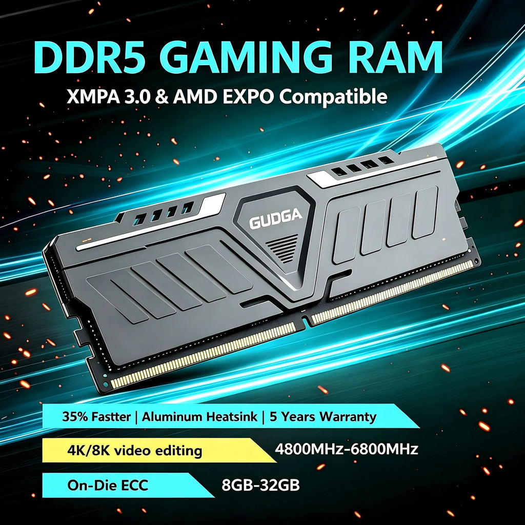 NEW GUDGA Memoria Ram DDR5 8GB/16GB/32GB 4800MHz 5600Mhz 6000Mhz 6400Mhz 6800Mhz  CL34/38/46/40 Desktop Computer Dimm Memory