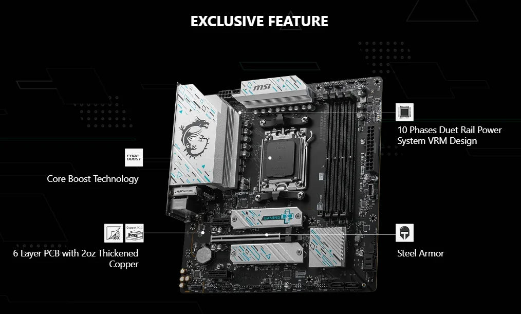 NEW MSI B650M GAMING PLUS WIFI AMD B650 Supports DDR5 7200+MHz (OC) 192GB AMD Ryzen ™ 7000 8000 Series Motherboard Socket AM5