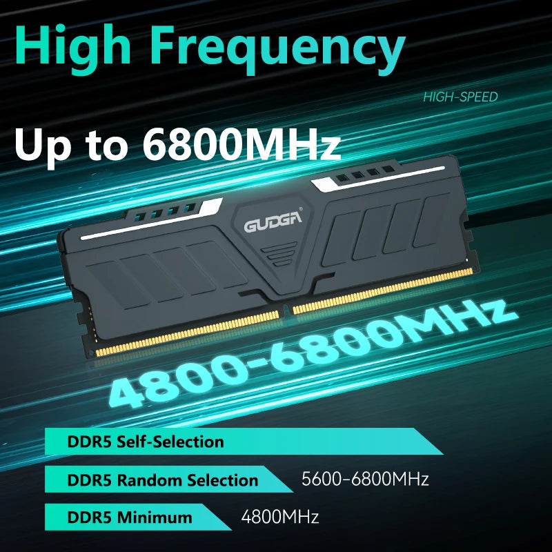 NEW GUDGA Memoria Ram DDR5 8GB/16GB/32GB 4800MHz 5600Mhz 6000Mhz 6400Mhz 6800Mhz  CL34/38/46/40 Desktop Computer Dimm Memory